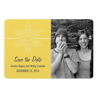 Sweet Snowflake Save the Date Magnet, Yellow Magneet