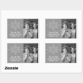 Sweet Snowflake Save the Date Sticker, Grey Rechthoekige Sticker (Vel)