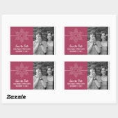Sweet Snowflake Save the Date Stickers, Fuchsia Rechthoekige Sticker (Vel)