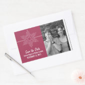 Sweet Snowflake Save the Date Stickers, Fuchsia Rechthoekige Sticker (Envelop)