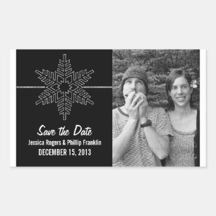 Sweet Snowflake Save the Date Stickers (zwart)
