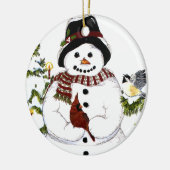 Sweet snowlady en kardinaal, chickadee ornament. keramisch ornament (Links)