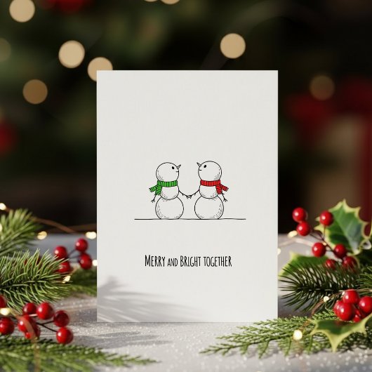 Sweet Snowman Couple Christmas Greeting Card Feestdagenkaart