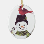 Sweet snowman en kardinaal siermiddel. keramisch ornament (Rechts)