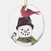 Sweet snowman en kardinaal siermiddel. keramisch ornament (Links)