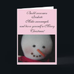 Sweet Snowman Feestdagen Kaart<br><div class="desc">Een zoete glimlachende sneeuwman met een grote wortelneus. Herinnert zich aan het bouwen van sneeuwmannen,  schaatsen en sneeuwengelen!</div>