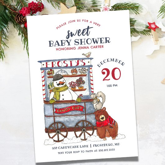 Sweet Snowman Forest december Baby shower Kaart