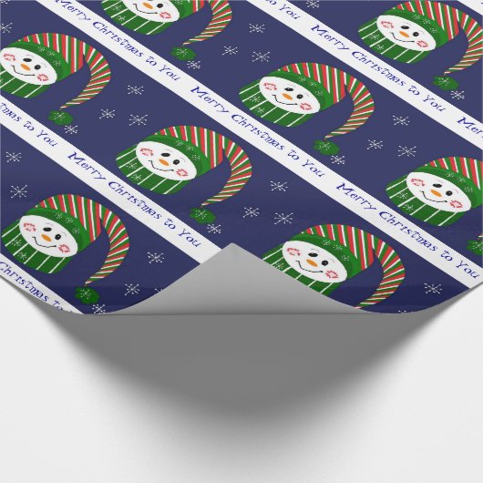 Sweet Snowman in Striped Pet en Scarf Cadeaupapier (Hoek)