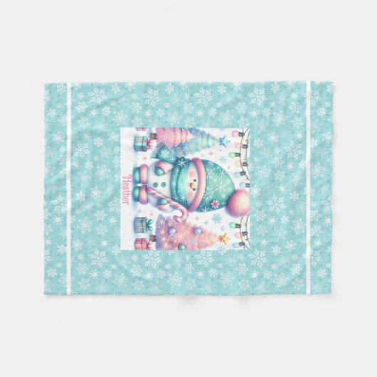 Sweet Snowman Personaliseer Naam Christmas Baby Fleece Deken (Voorkant (Horizontaal))
