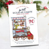 Sweet Snowman Snoep Winkelwagen Waterverf Feestdag Kaart