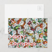 Sweet Snowmen Merry Kerstmis briefkaart horizontaa (Voorkant / Achterkant)