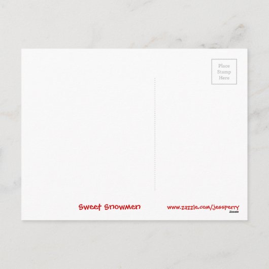 Sweet Snowmen Merry Kerstmis briefkaart horizontaa (Achterkant)