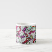 Sweet Snowmen mok roze espresso (Voorkant)