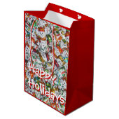 Sweet Snowmen Prettige feestdagen cadeautas medium (Achterkant Gekanteld)