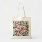 Sweet Snowmen Prettige feestdagen canvas tas (Voorkant)