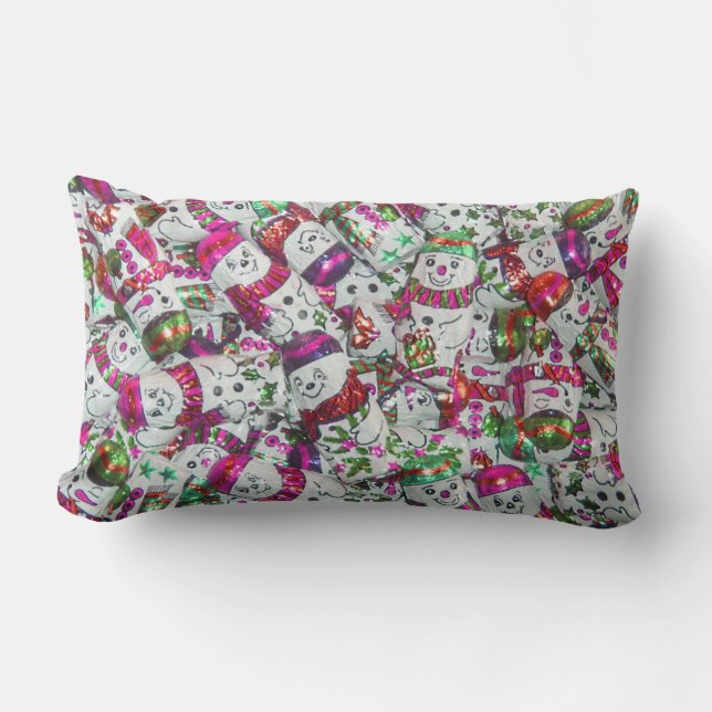 Sweet Snowmen Roze gootslumbool Kussen (Voorkant)