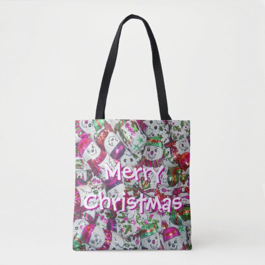 Sweet Snowmen Roze Kerst in roze roze Tote Bag (Voorkant)