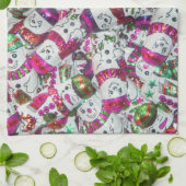 Sweet Snowmen Roze keukenhanddoeken (Gevouwen)