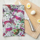 Sweet Snowmen Roze keukenhanddoeken (Quarter Fold)