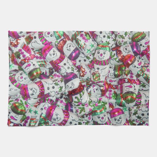 Sweet Snowmen Roze keukenhanddoeken (Horizontaal)