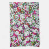 Sweet Snowmen Roze keukenhanddoeken (Verticaal)