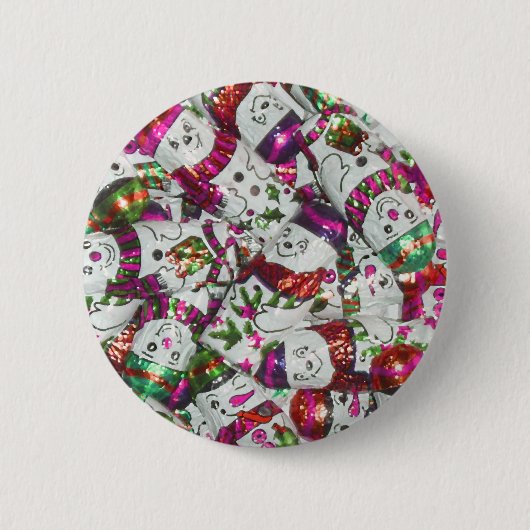 Sweet Snowmen Roze knop Ronde Button 5,7 Cm (Voorkant)