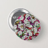 Sweet Snowmen Roze knop Ronde Button 5,7 Cm (Voorkant /achterkant)
