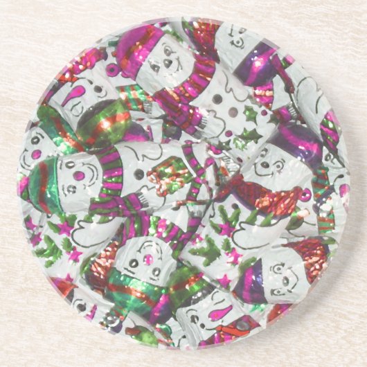 Sweet Snowmen Roze onderzetter (Voorkant)