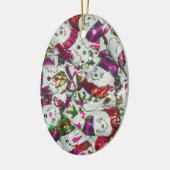 Sweet Snowmen Roze sierovale Keramisch Ornament (Links)
