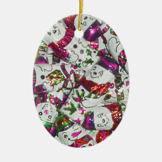 Sweet Snowmen Roze sierovale Keramisch Ornament (Voorkant)