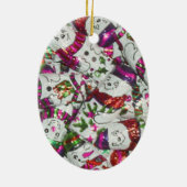 Sweet Snowmen Roze sierovale Keramisch Ornament (Achterkant)