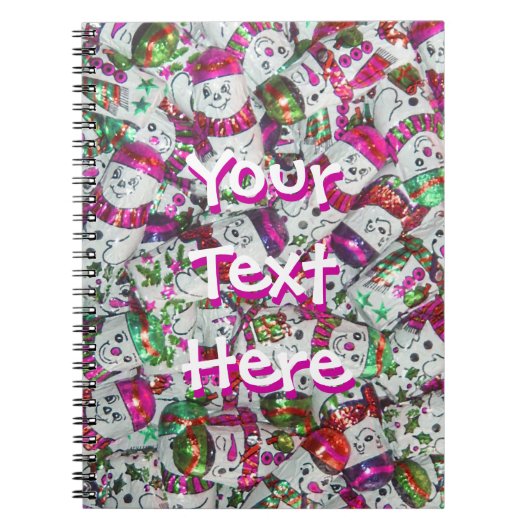 Sweet Snowmen Roze Text notitieboek (Voorkant)
