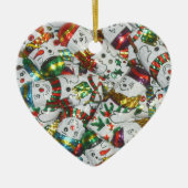 Sweet Snowmen, sierhart Keramisch Ornament (Voorkant)