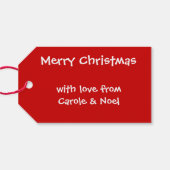 Sweet Snowmen Tekstcadeau label rood Cadeaulabel (Achterkant Horizontaal)