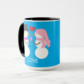 Sweet Snowpeople in Love: Green-blue Mok (Voorkant links)