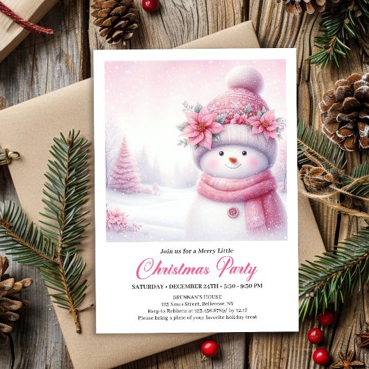 Sweet Snowy Forest Kids Printable Christmas Invite Kaart