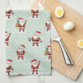Sweet Snowy Santa Holiday Kitchen Towel Theedoek (Quarter Fold)