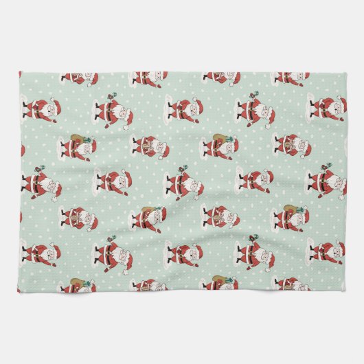 Sweet Snowy Santa Holiday Kitchen Towel Theedoek (Horizontaal)