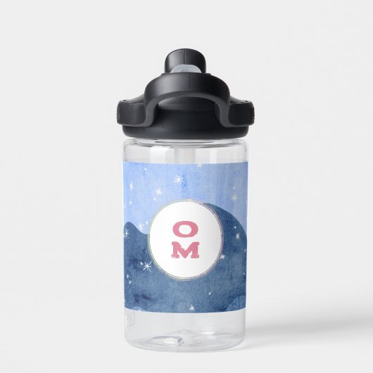 Sweet Snowy Waterverf Winterlandschap Monogram Waterfles (Achterkant)