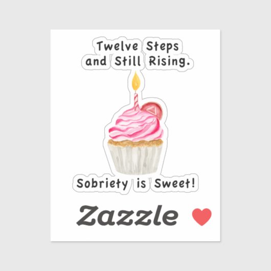 Sweet Soberheid: Cupcake met kaars, Herstelmunt Sticker (Vel)