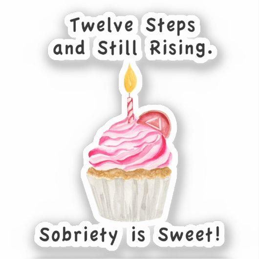 Sweet Soberheid: Cupcake met kaars, Herstelmunt Sticker (Voorkant)