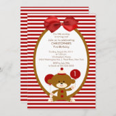 Sweet Sock Monkey kinderen Birthday Uitnodiging (Voorkant / Achterkant)