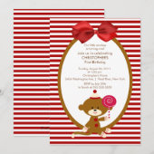 Sweet Sock Monkey kinderen Birthday Uitnodiging (Voorkant / Achterkant)