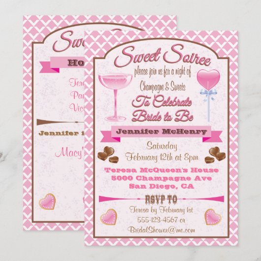 Sweet Soiree Bruids Douche Uitnodigingen (Voorkant / Achterkant)