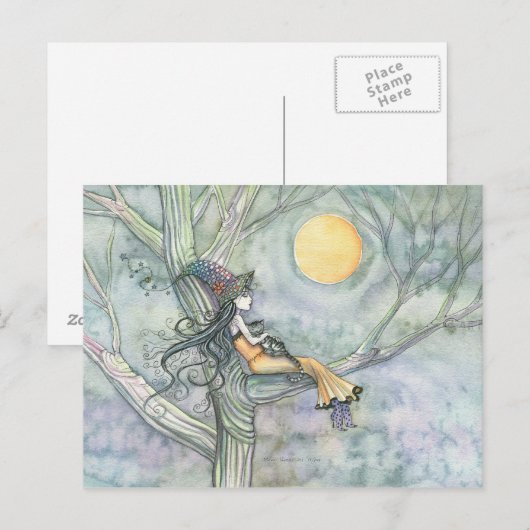 Sweet Solitude Witch Cat Briefkaart (Voorkant / Achterkant)