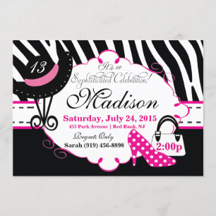 Sweet Sophisticated Diva Birthday Invitation Kaart