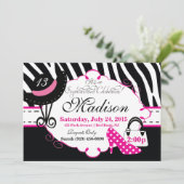 Sweet Sophisticated Diva Verjaardag Uitnodiging (Staand voorkant)