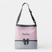 Sweet & Sophisticated Roze en Grijze Messenger Bag Crossbody Tas (Achterkant)