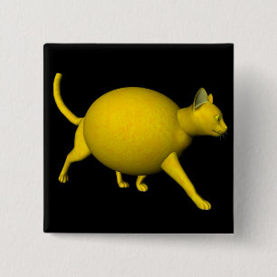 Sweet-Sour Lemon Cat Vierkante Button 5,1 Cm