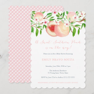 Sweet Southern Peach Little Girl Baby shower Kaart